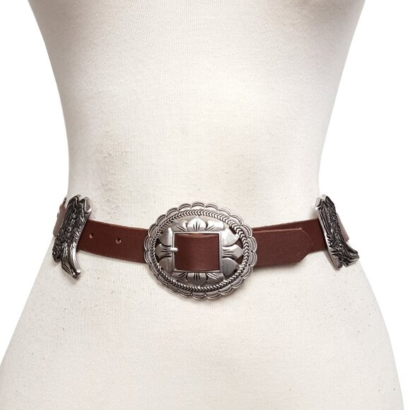 Western Leather Concho Belt Oval Medallions and Boots